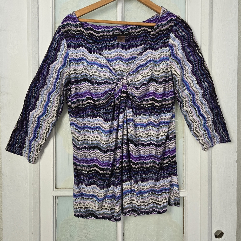 Bianca Nygard Purple Chevron Knit Top Petite 14